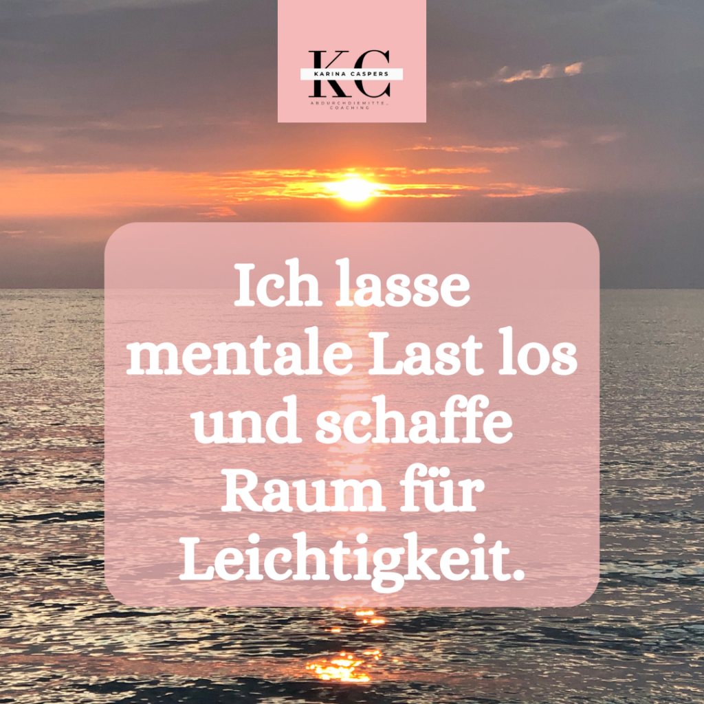 Diese Achtsamkeits-Affirmation hilft dir in stressigen Momenten, dein Gedankenkarussell zu stoppen. Bild & Grafik: K. Caspers